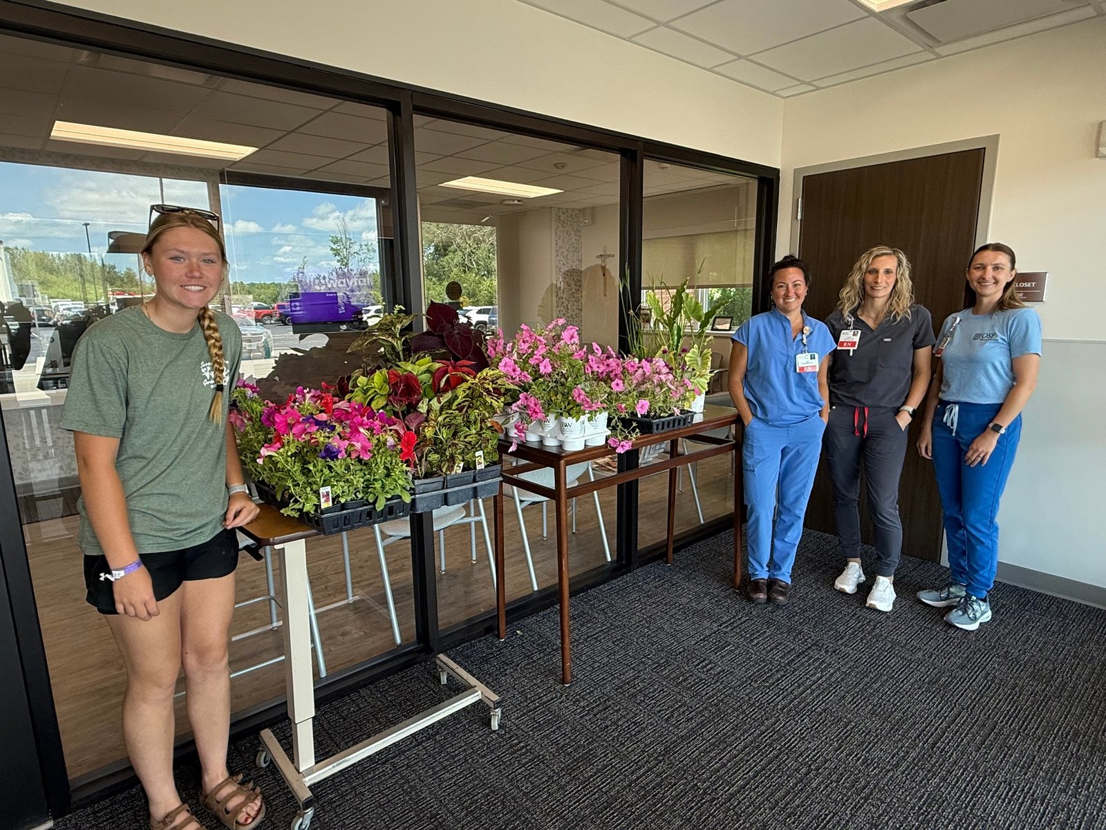 Donated flowers to cancer ward